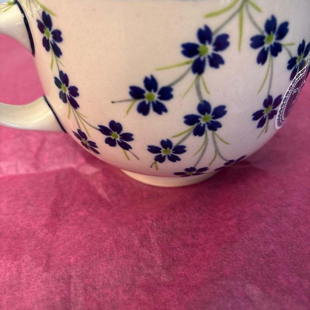 Boleslaweic Polish Pottery Large Mug Soup Latte Cup Spring Blossoms 23 oz - Picture 4 of 12